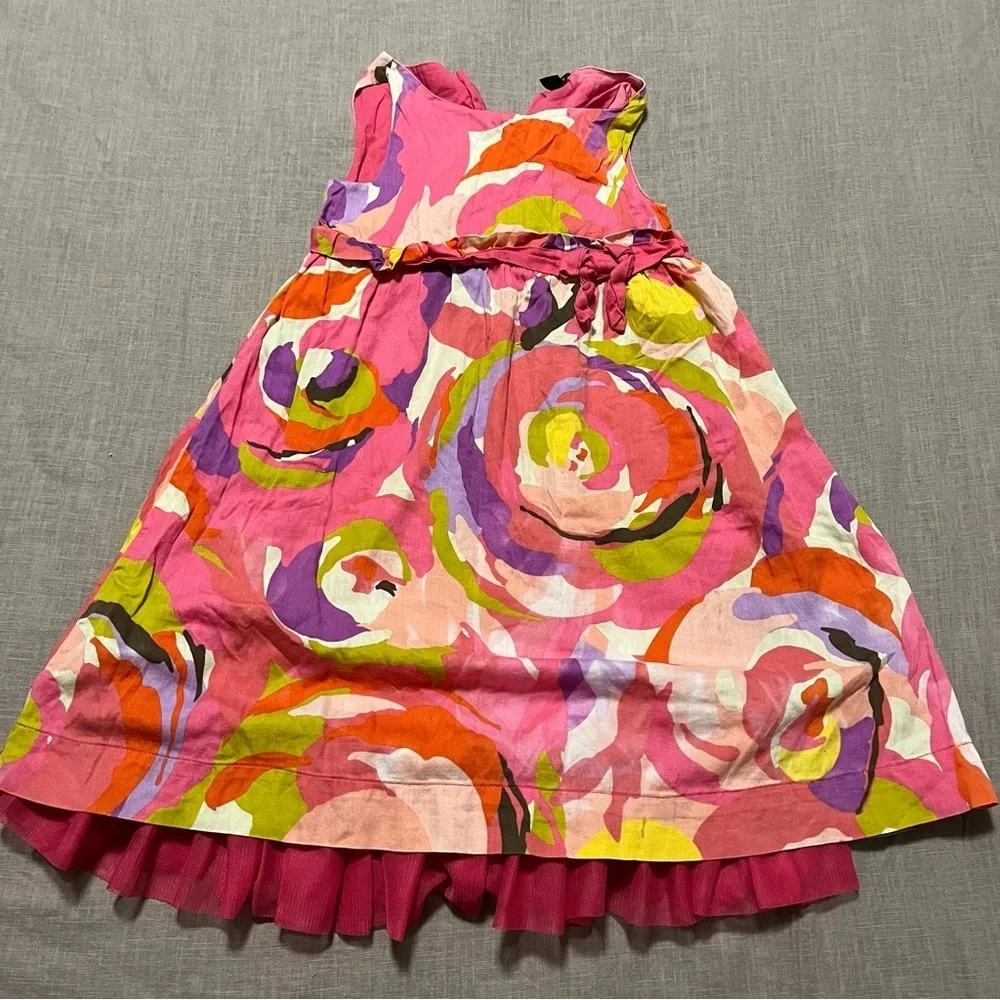 Baby Gap Bold Floral Dress Size 5 Pink Vibrant Easter Spring Summer